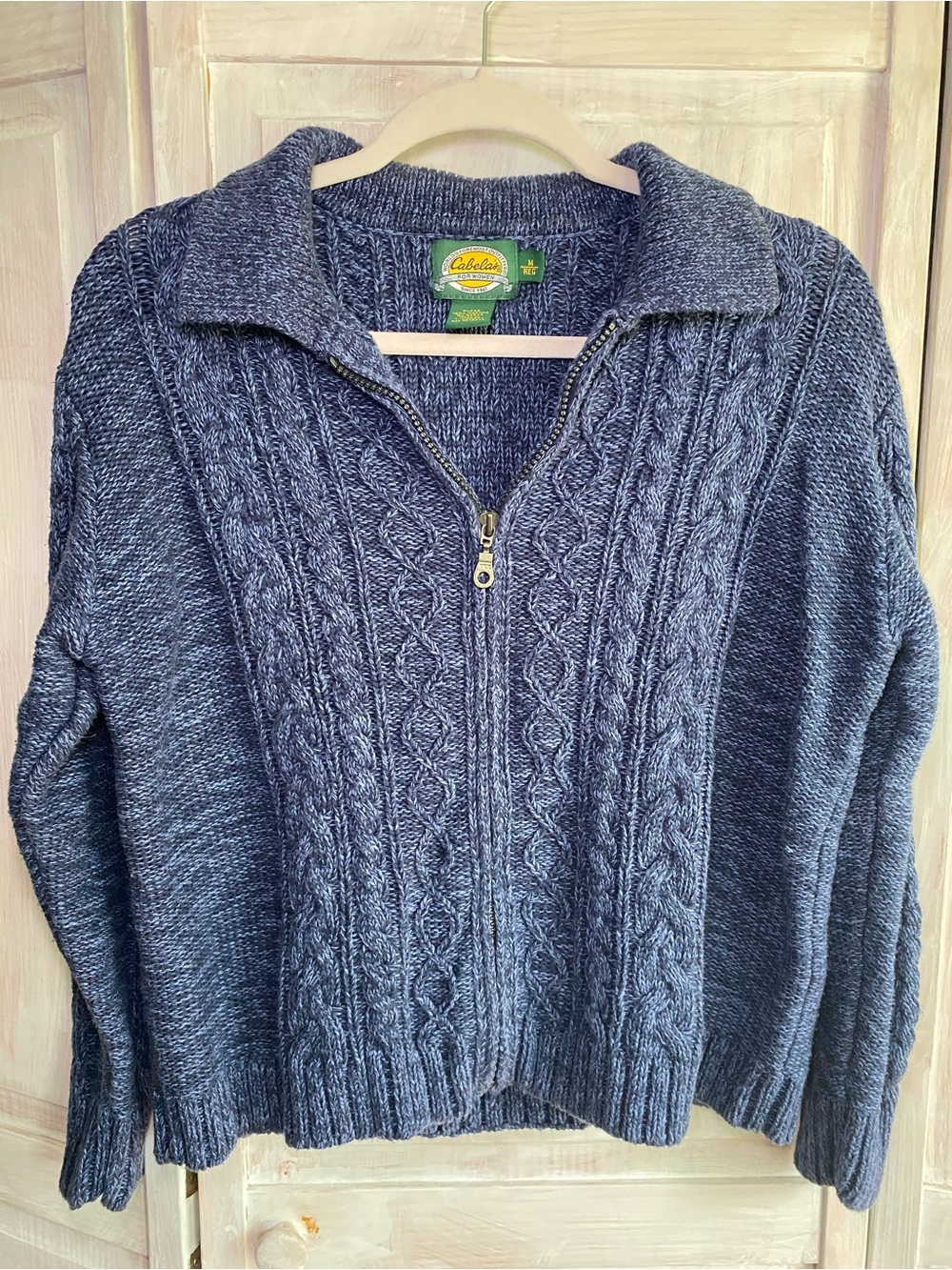 Cabela's women’s Dark Blue Cable-Knit Full Zip Sweater